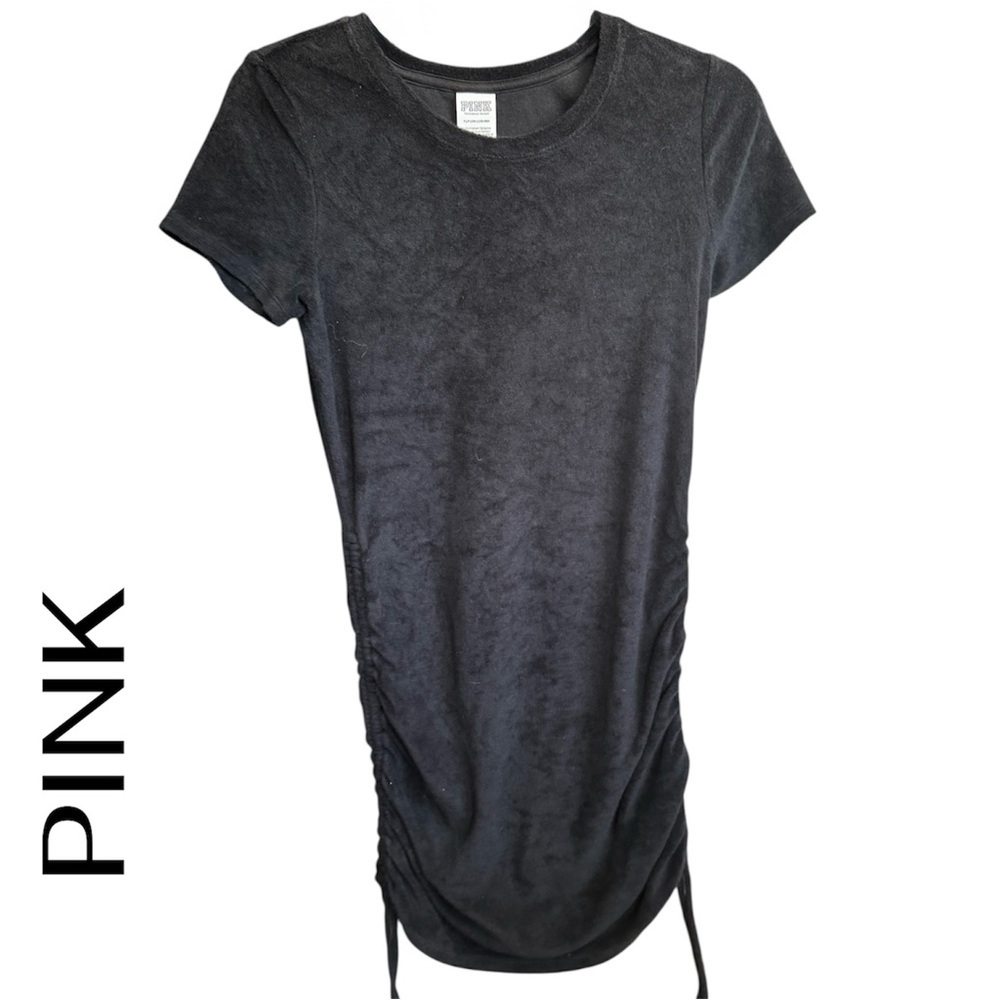 Victoria's Secret PINK Normcore Beach Terry Ruched Side Dress Black S